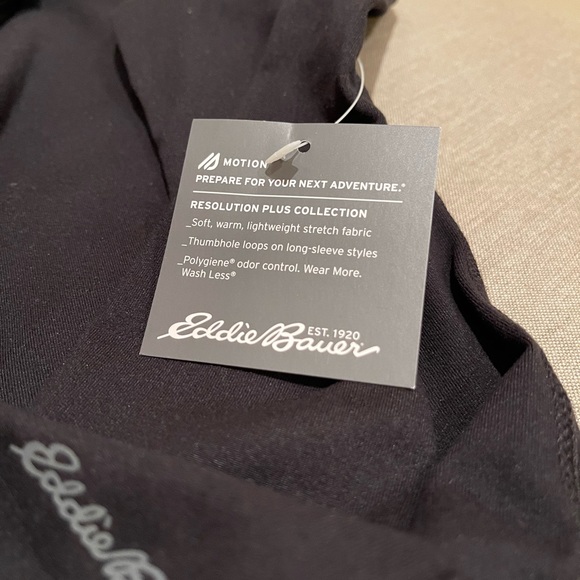 Eddie Bauer 1/4 zip front high neck black activewear long-sleeve top Sz M NWT - Picture 4 of 9